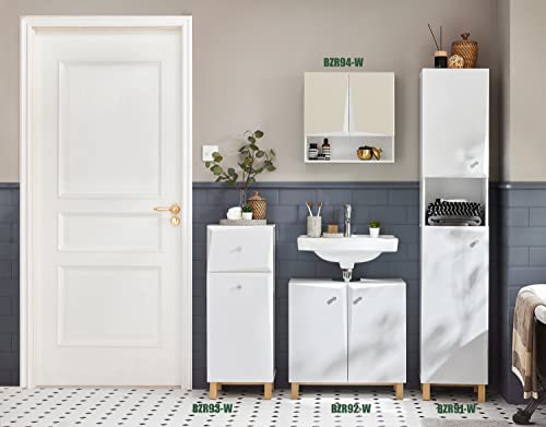 SoBuy BZR93-W Cesto para Ropa Sucia Mueble para Ropa Sucia Armario Multifuncional Amario para Baño con 1 Cesto y 1 Cajón Blanco 34 x 30 x 90 cm ES