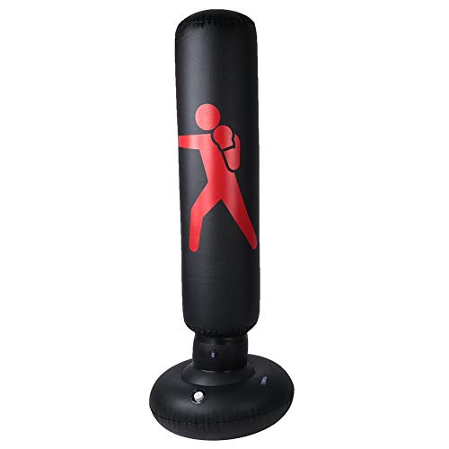 Solomi Bolsa de Boxeo, Bolsa de Boxeo con Columna Inflable, PVC Fitness Kickboxing Muay Thai Training Sandbag 160 cm (Negro)