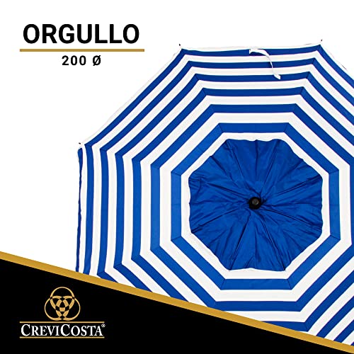Sombrilla Playa Modelo 200cm con Espiral y Poste de Recorrido Total. 8 Varillas Protección Total contra los Rayos UV (Marinera)