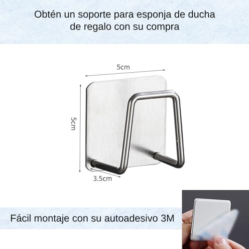 Soporte ducha + Regalo soporte esponja, fija tu alcachofa en la barra, ajustable 18-25mm ABS, recambio accesorio columna