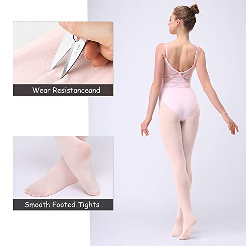 Soudittur Medias de Ballet Danza Para Niñas y Mujer 90 DEN en Rosa, S (110-125 cm)
