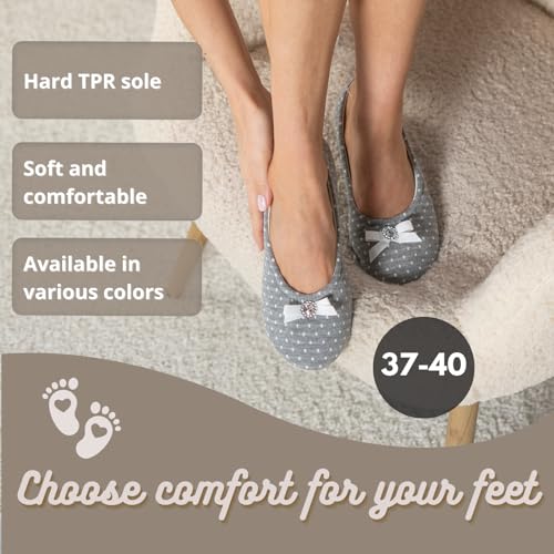 soxo Bailarinas Zapatillas De Casa Mujer Ballet Pantuflas Verano Babuchas Invierno 39/40 Gris con diamante