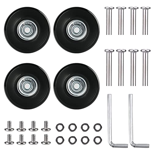 Sporgo Ruedas Repuesto Para Maletas: 4 Unidades Repuesto Mute Wheels, Ruedas Repuesto Para Equipaje Goma, 50 mm X 18 mm, Adecuado Para Equipaje Y Patines, Negro, Ruedas de Repuesto Para Maletas