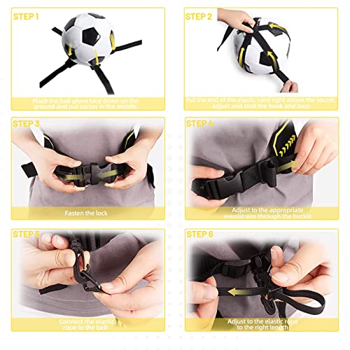 Sportout Fútbol Kick Throw Trainer, Fútbol Trainer, Solo Practice Training, Habilidades de Control de Ayuda, Cinturón de Cintura Ajustable, para Pelotas Tamaño 3 4 5, niños y Adultos(Amarillo)