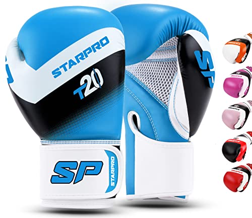 Starpro Niños Guantes de Boxeo de Cuero sintético para Entrenamiento Sparring de jóvenes en Muay Thai Kickboxing Fitness - Niños y Niñas - 4 oz 6 oz