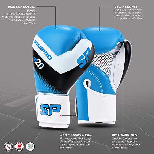 Starpro Niños Guantes de Boxeo de Cuero sintético para Entrenamiento Sparring de jóvenes en Muay Thai Kickboxing Fitness - Niños y Niñas - 4 oz 6 oz