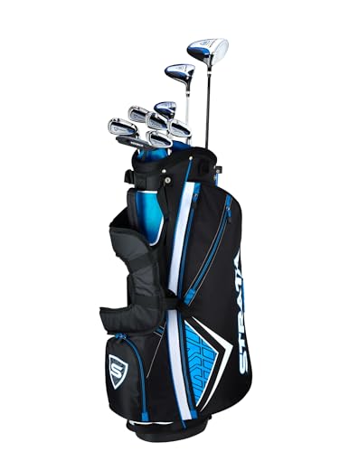 STRATA - Paquete completo de palos de golf para hombre, Mano derecha, Azul, Conjunto regular de 12 piezas