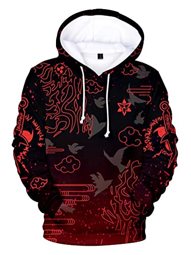 Sudadera con capucha Anime con impresión 3D Streetwear Sharingan Cosplay Disfraz Hombre Mujer Unisex Negro 5XL (pecho 140 cm)