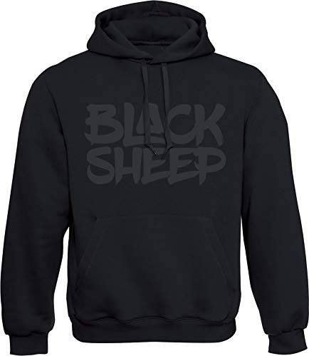 Sudadera con Capucha: Black Sheep - Oveja Negra - Regalo-s Hombre y Mujer - Sweat-Shirt Hoodie Hip Hop Rap - Gángster - Biker Auto Coche Moto Deporte - MMA Combate - USA -Cárcel (L)