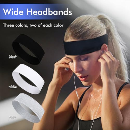 Sularpek Diadema Elástica, 6 Pcs Bandas para el Sudor, Diadema de Yoga Deportivo,Diadema Deportiva Antideslizante, Cinta Sudor Cabeza de Mujer y Hombre para Yoga, Fitness