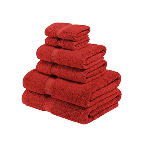 Superior Juego de Toallas de Mano, algodón Egipcio, 900 Gramos, Rojo, 6er-Set