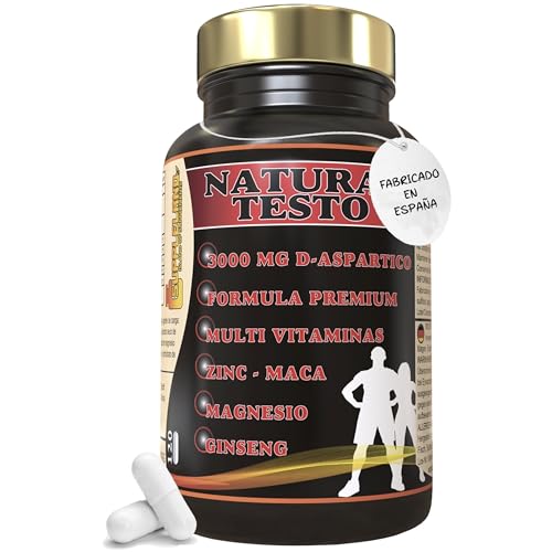 SUPPLELAND - Testosterona Hombre Musculacion en Altas Dosis | 120 Capsulas de Testosterona Pura para Aumentar Masa Muscular | Con Maca, Ginseng, Magnesio, Acido Aspártico y Vitaminas D3, B6 y A