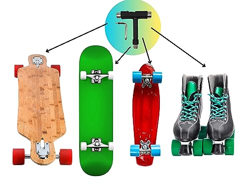 SusggO Llave T Skate Herramienta Llave T Skateboard Accesorio Monopatin Longboard Skate Cruiser Patinetes Patines Tool Herramienta Multifuncion para Tornillos Tuercas Ruedas Regalo Skaters