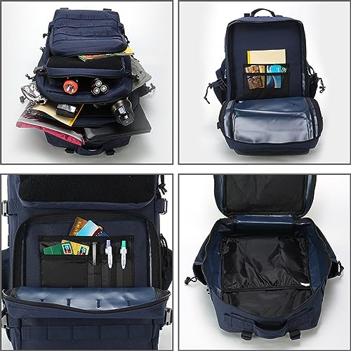 SusggO Mochila Militar Tactica 45L 5 Banderas, Gran Capacidad Impermeable Mochila Viaje Mochila Crossfit senderismo trekking camping mochila escolar deportes aire libre gimnasio (AZUL)