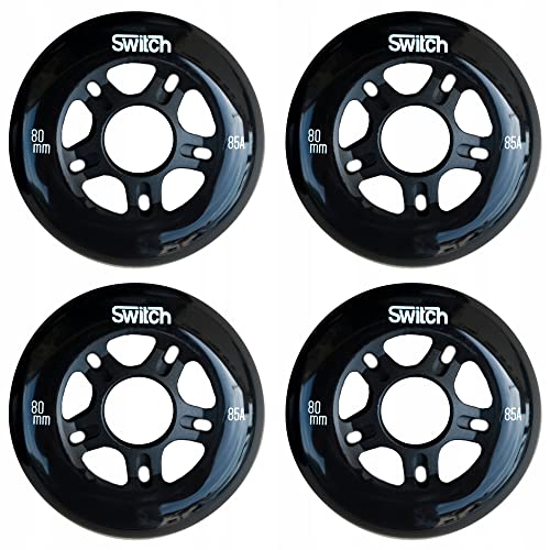 Switch Roller Blade Wheels - Juego de 8 ruedas (80 mm, 85 A, con cojinetes ABEC 9), color negro