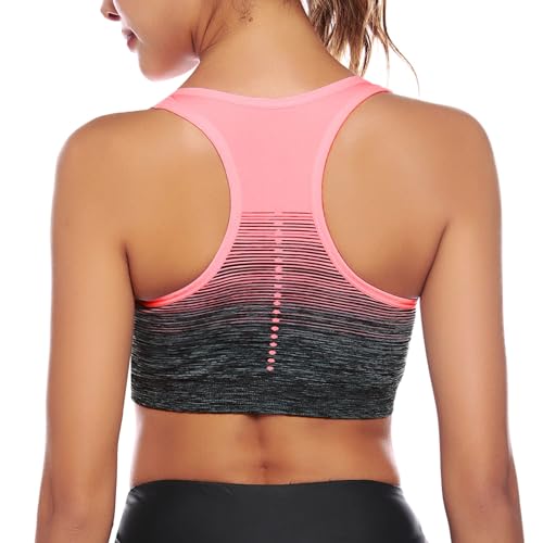 Sykooria Sujetador Deportivo Mujer Sujetador Inalámbrico Sin Costuras con Almohadillas Extraíbles Sujetador de Entrenamiento para Yoga Fitness Ejercicio Corriendo(Rosa,M)