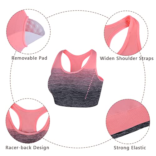Sykooria Sujetador Deportivo Mujer Sujetador Inalámbrico Sin Costuras con Almohadillas Extraíbles Sujetador de Entrenamiento para Yoga Fitness Ejercicio Corriendo(Rosa,L)