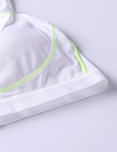 SYROKAN - Sujetador Deportivo con Cremallera Delantera para Mujer Blanco 90B