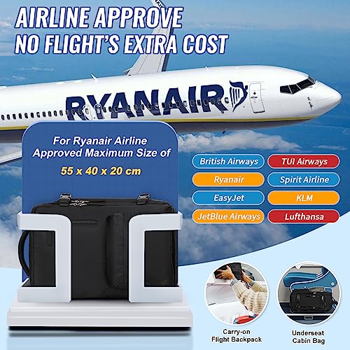 SZLX Mochila Viaje Cabina Avion 40x20x25 Mujer Ryanair Maleta para Cabina de avion Equipaje de Mano 45x36x20 Easyjet Mochila de Senderismo Mochila para Portatil Impermeable hombre con Cargador USB
