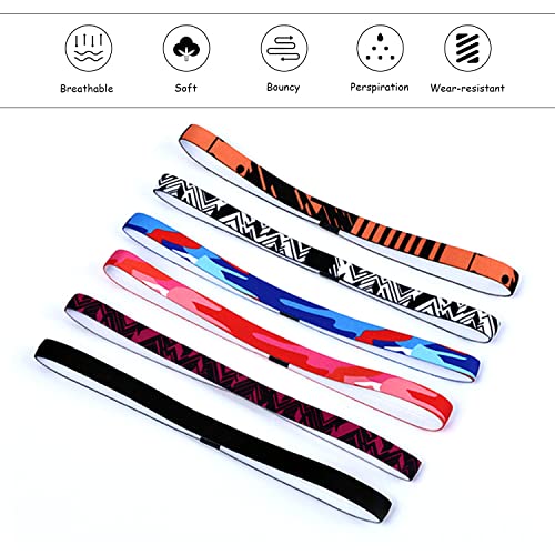 TAFACE 6 bandas deportivas finas, bandas de yoga, fitness, bandas elásticas transpirables, antideslizantes, absorbentes de sudor, adecuadas para correr y montañismo