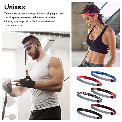TAFACE 6 bandas deportivas finas, bandas de yoga, fitness, bandas elásticas transpirables, antideslizantes, absorbentes de sudor, adecuadas para correr y montañismo