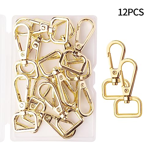 TAIYOU 12 Piezas Cierres Giratorio Llavero Broche Giratorio Ganchos de Presión Giratorios Ganchos de Langosta Llavero de Aleación para DIY Hacer Bolsos Mano Bandoleras DIY Artesanía - Dorado