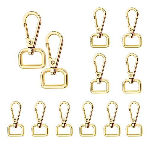 TAIYOU 12 Piezas Cierres Giratorio Llavero Broche Giratorio Ganchos de Presión Giratorios Ganchos de Langosta Llavero de Aleación para DIY Hacer Bolsos Mano Bandoleras DIY Artesanía - Dorado