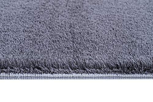 TAPISO Cuddle Alfombra Shaggy Antideslizante Lavable de Pelo Largo Suave Diseño Moderno Antracita Alfombra de Salón Dormitorio Habitación Infantil Oeko-Tex 120 x 170 cm