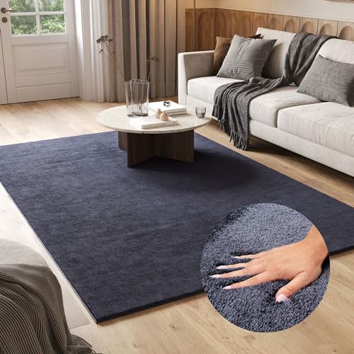 TAPISO Cuddle Alfombra Shaggy Antideslizante Lavable de Pelo Largo Suave Diseño Moderno Antracita Alfombra de Salón Dormitorio Habitación Infantil Oeko-Tex 120 x 170 cm