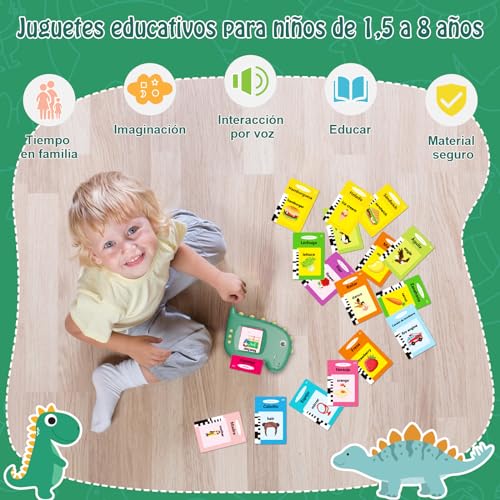 Tarjetas Flash Parlantes [112 Hojas 224 Palabras], Electight Juegos Educativos Montessori Infantiles para 2 3 4 5 6 Años, Tarjeta de Alfabetización Infantil, Regalo de Cumpleaños Navidad (Español)