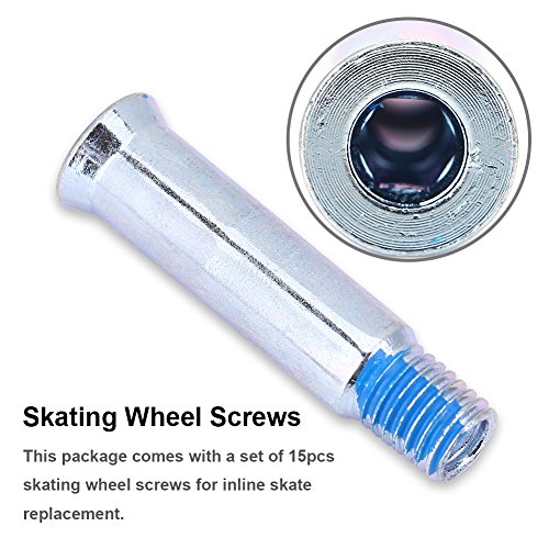 Tbest Tornillo de Patines Tornillos de Skate,15Pcs Tornillos de Patinaje Rueda de Eje de Patín en Línea Patines de Rodillo Tornillos de Eje Patines Piezas Eje de Skate Acero Ejes de Patín Tornillo