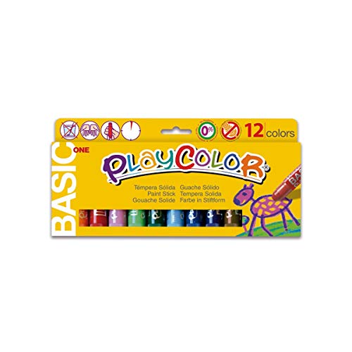 Tempera solida en barra playcolor escolar caja de 12 colores surtidos