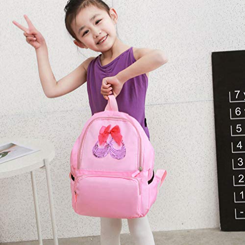 TENDYCOCO Mochila de bailarina de ballet bolsa de baile con lentejuelas para niños pequeños, Pink, About 25x 12x 33cm, Mochilas infantiles