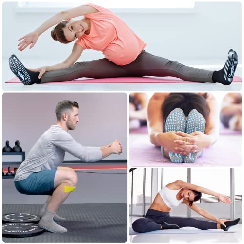 TENQUAN Calcetines Antideslizantes Mujer Hombre Niña Calcetin Antideslizante Tobilleros para Yoga Pilates Casa Gimnasio Deportivos Hospital (2 Pares, Negro, Unisex M, EU 39-42)