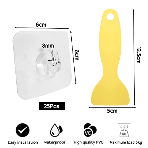 THATSRAD Gancho Transparente Pared 25 Uds 6*6cm/Carga Hasta 5kg Colgadores Adhesivos para Colgar Toallas, Llaves, Ropa, Baño, Cocina, Puerta