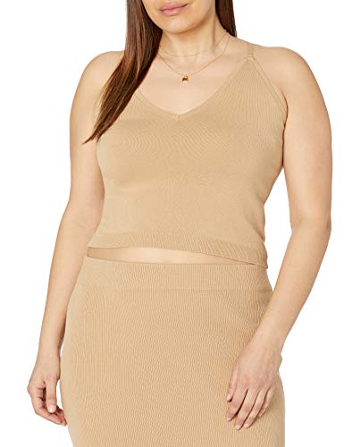 The Drop Roni Top Corto de Punto de Tirantes con Escote en Pico para Mujer, Curds & Whey, 3XL Grande