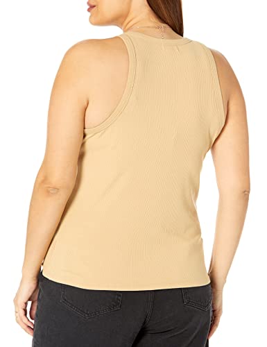 The Drop Valerie Camiseta sin Mangas en Punto de Canalé de Cuello Cerrado con Espalda de Nadadora para Mujer, Curds & Whey, 3XL Grande