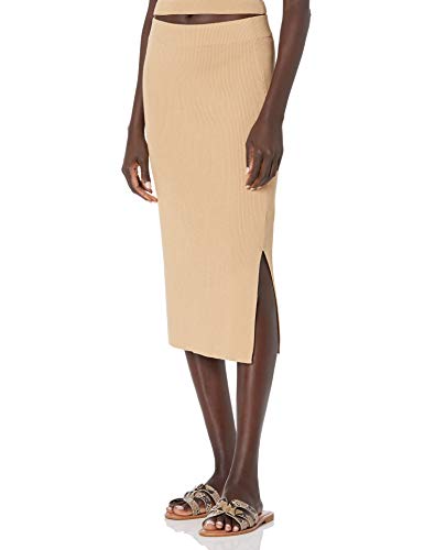The Drop Vera Falda Midi Ajustada de Punto con Abertura Lateral para Mujer, Curds & Whey, 3XL Grande