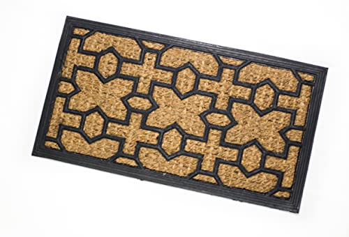 THE JUNGLE Felpudo de Goma Antideslizante- Felpudo para Entrada Casa Exterior e Interior- Felpudo de Coco 55x30- Felpudos (Formas GEOMETRICAS)