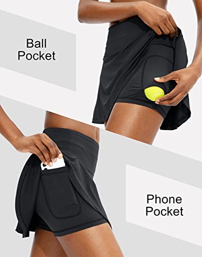 ThreeH Falda Plisada de Cintura Alta para Niñas Mini Falda de Tenis con Forro y Pantalones Cortos