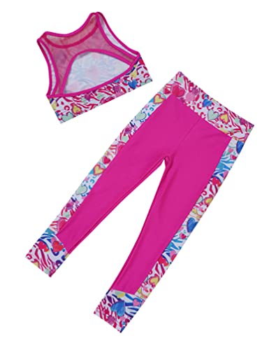 TiaoBug Conjunto de Verano para Niñas Chaleco Deportivo Tanks Top y Leggings Pantalones Largo de Elásticos Ropa de Deportivo Entrenamiento Yoga Fitness Cebra blanco 9-10 años