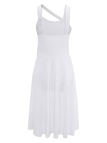 TiaoBug Vestido de Danza Ballet Clásica para Niña Maillot sin Manga con Falda Tul Vestido de Gimnasia Rítmica Baile Contemporánea Disfraz de Bailarina Blanco 11-12 años