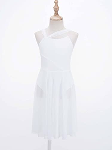 TiaoBug Vestido de Danza Ballet Clásica para Niña Maillot sin Manga con Falda Tul Vestido de Gimnasia Rítmica Baile Contemporánea Disfraz de Bailarina Blanco 11-12 años