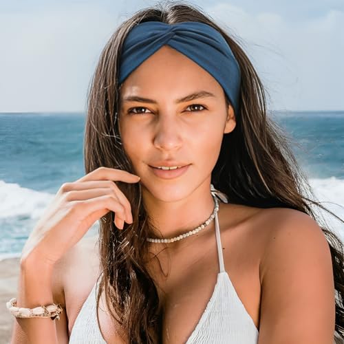 Tibapla 6 diademas para el pelo para mujer, elásticas, suaves, bohemias, deportivas, yoga, accesorios para el cabello, para deportes, correr, ejercicio o gimnasio (color sólido)