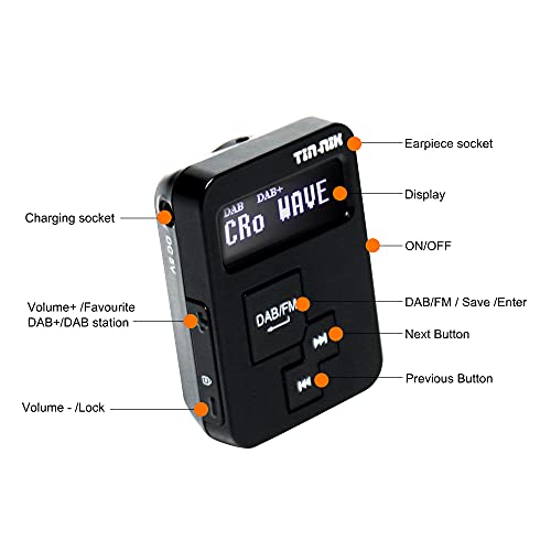 Tin-Nik DAB-379 Radio DAB digital portátil, DAB+/DAB/FM Mini Radio – Radio DAB de bolsillo para deportes caminar, correr o andar en bicicleta, batería recargable, auriculares estéreo incluidos