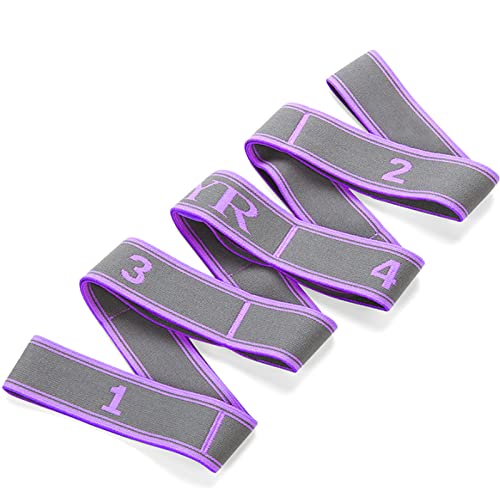 TingDongWei Bandas Elasticas Fitness, Banda de Estiramiento de Yoga, Banda Elástica de Resistencia con 9 Hebillas para Pilates, Yoga, Fitness, Gimnasia y Danza(Púrpura)
