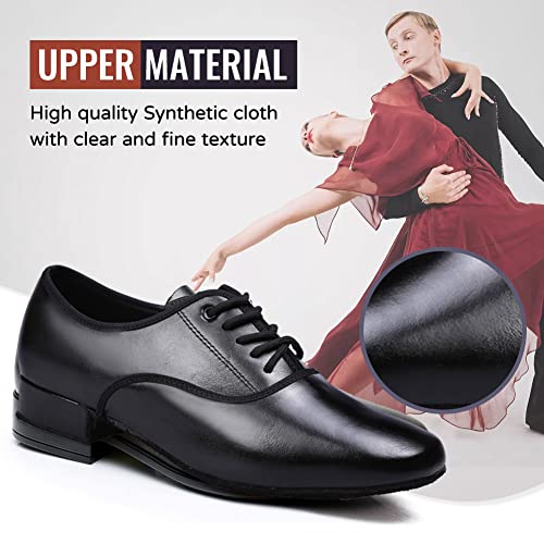 TINRYMX Zapatos de Baile Latino Hombre Moderno de tacón bajo Tango a Salsa práctic de salón Zapatos de Baile,LHDMD-Negro-2.5CM,39EU