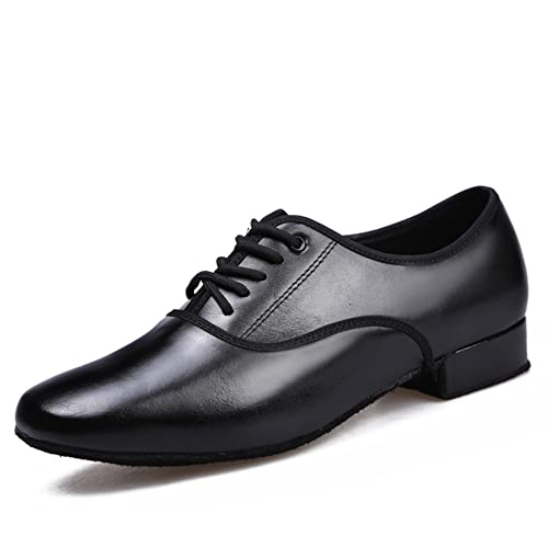 TINRYMX Zapatos de Baile Latino Hombre Moderno de tacón bajo Tango a Salsa práctic de salón Zapatos de Baile,LHDMD-Negro-2.5CM,39EU