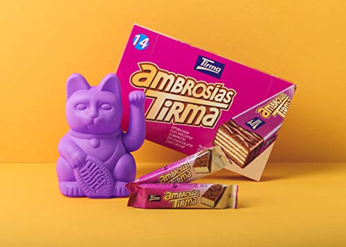 Tirma Ambrosía Cubierta de Chocolate con Leche 301g | Barritas de Barquillos Rellenos de Crema | Chocolatinas Canarias | 14 uds
