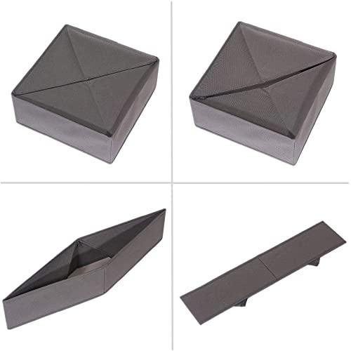TLOXO Organizadores de Cajones, 3 Paquetes,24 Celdas Plegable Cajas de Almacenamiento, Organizador para Almacenar Calcetines,Bragas,Bufandas,Cinturones… (Gris claro)